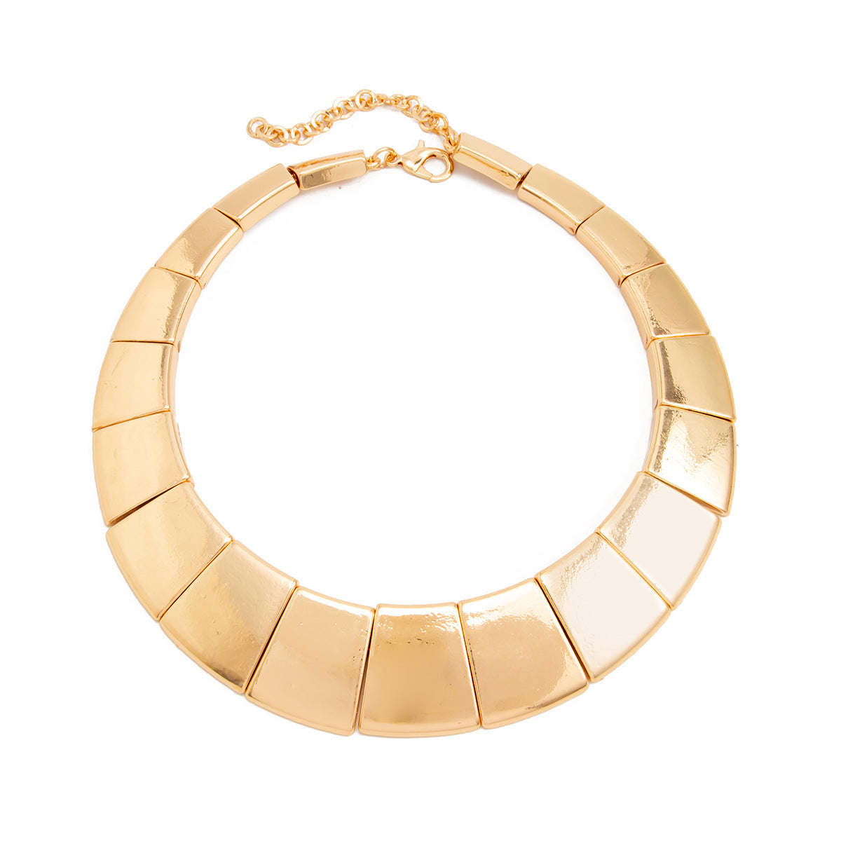 Vintage Hip-hop Punk Geometric Square Zinc Alloy Plated Choker Necklace for Women