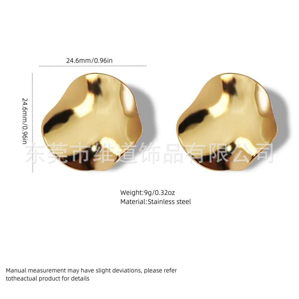 Beach Style Stainless Steel Geometric Starfish Shell Stud Earrings for Women