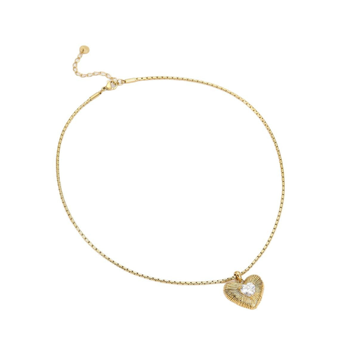 Collana alla Moda con Ciondolo a Cuore in Zircone Colorato in Acciaio Inossidabile Placcato per Donna