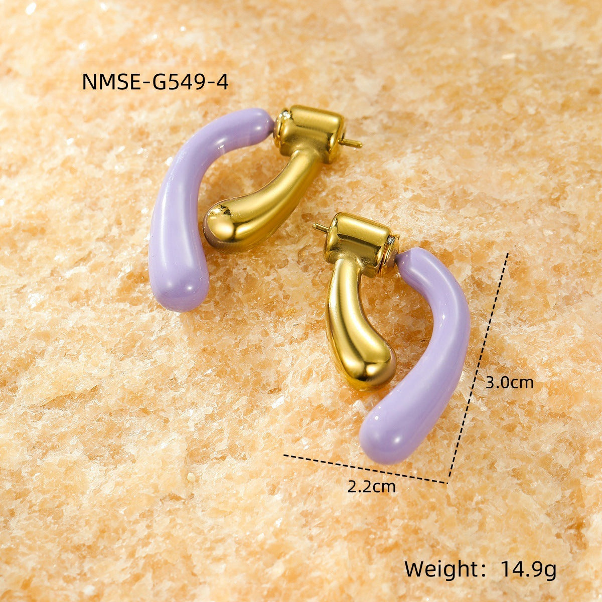 Pendientes de lágrima de esmalte estilo dulce en acero inoxidable con forma geométrica y diseño irregular para mujer