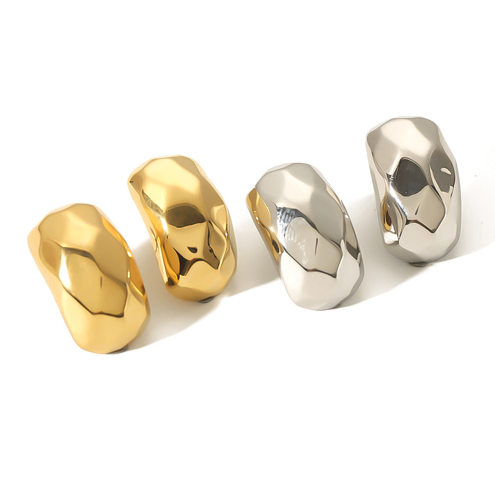 Orecchini irregolari geometrici in acciaio inossidabile con placcatura in oro 18 carati da donna — Gioielli di moda minimalisti