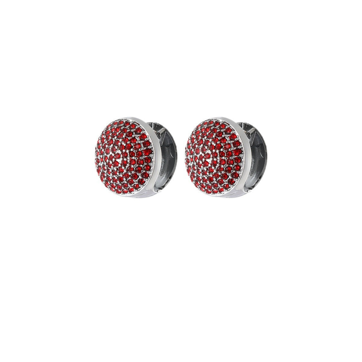 Pendientes de botón redondos geométricos de acero inoxidable con estilo francés vintage y acabado chapado para mujer