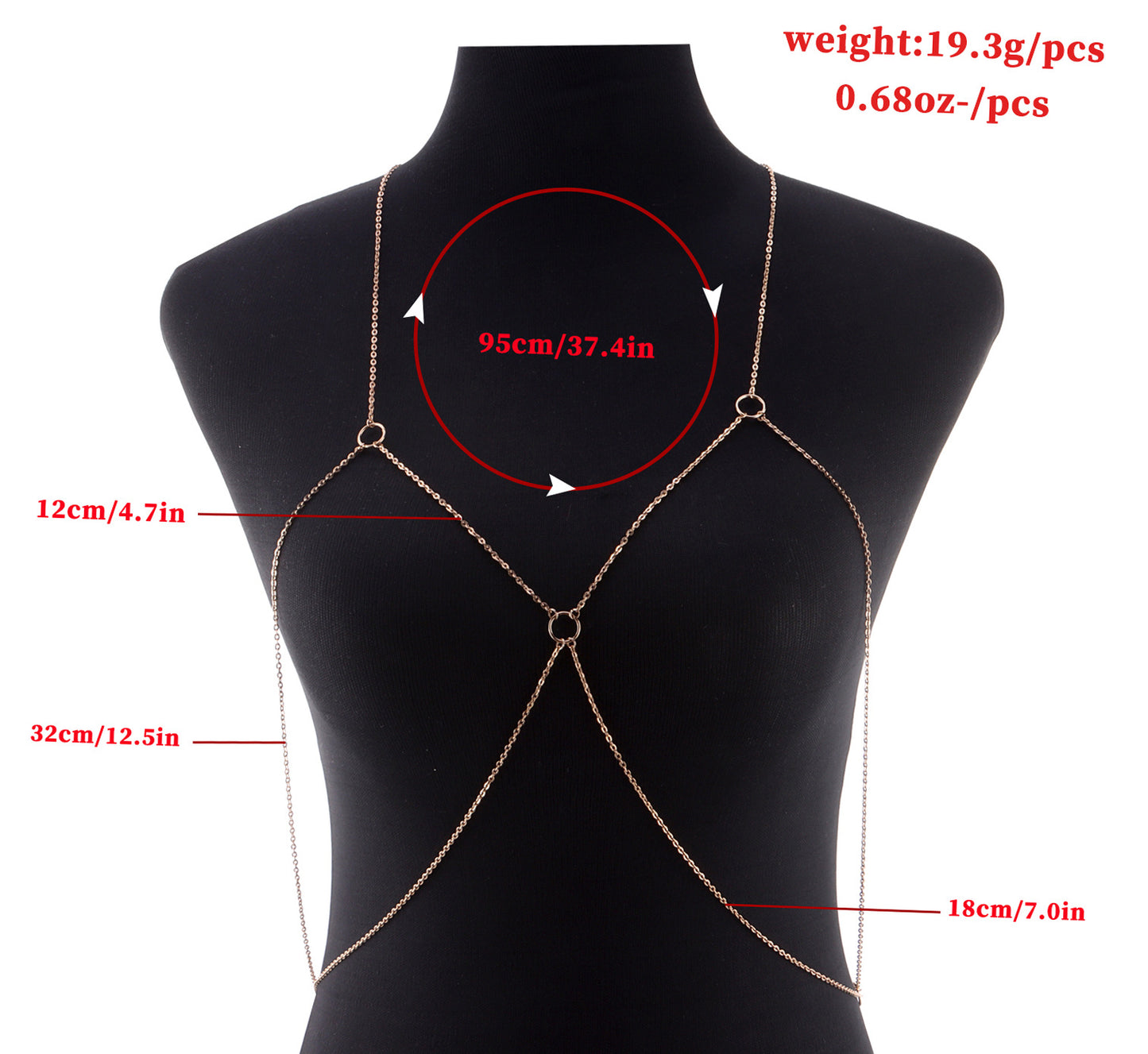 Geometric Five-Circle Body Chain for Women in Alloy with Plated Finish