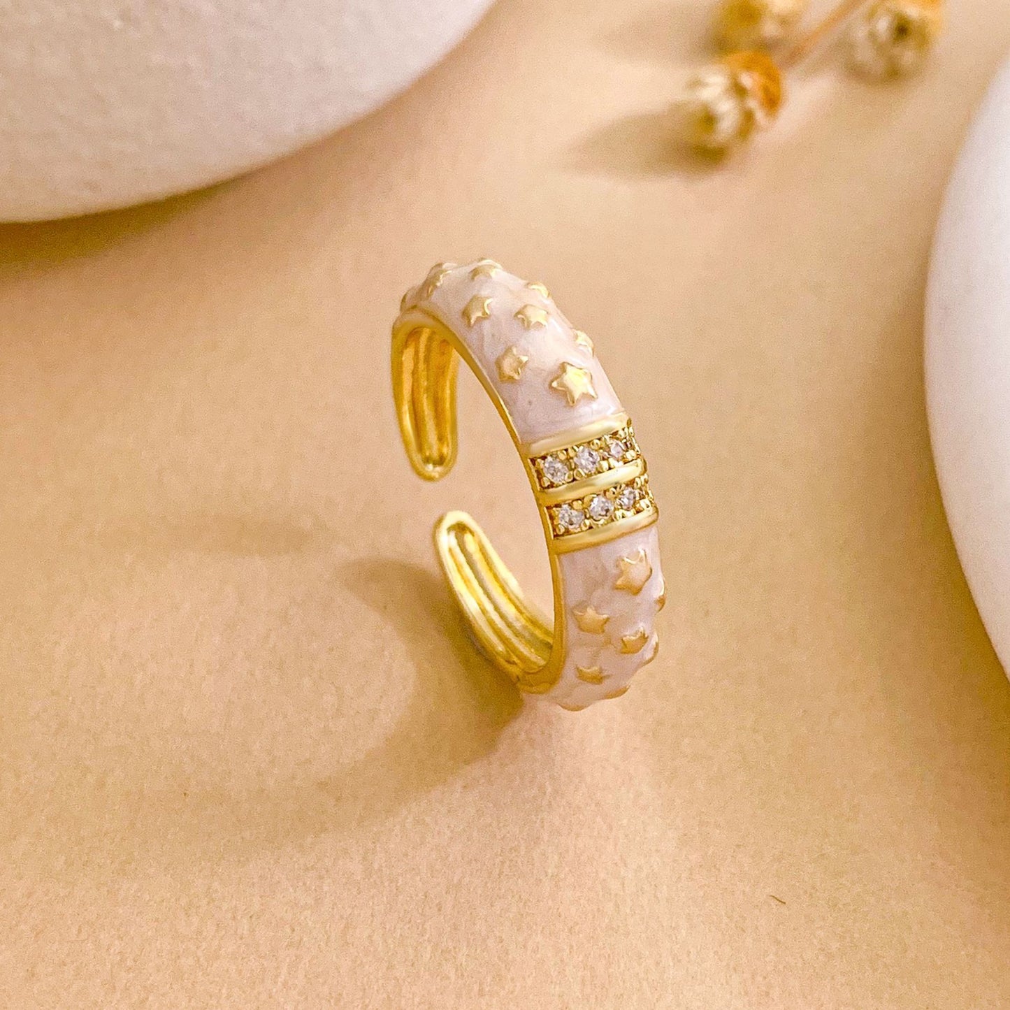 Sweet Minimalist Star Gold Plated Brass Ring for Women