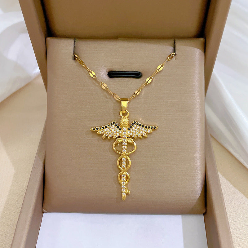 Collar de lujo de acero de titanio con mariposas y diseño geométrico para mujer, fiesta, cadena para la clavícula