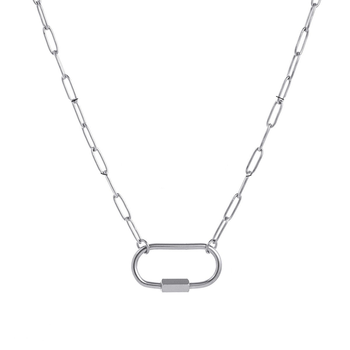 Natural Minimalist Geometric Pendant Necklace for Women Stainless Steel Chain with Titanium Steel Pendant and Polished Finish