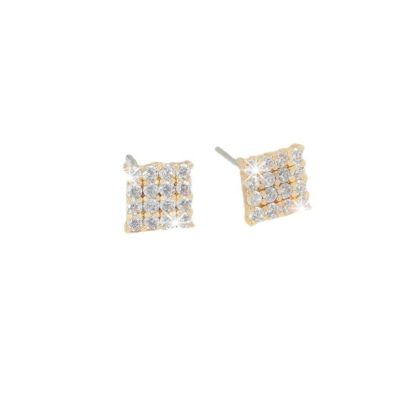 Pendientes minimalistas de corazón y estrella geométricos en cobre con postes de plata S925 e incrustaciones de circonita cúbica
