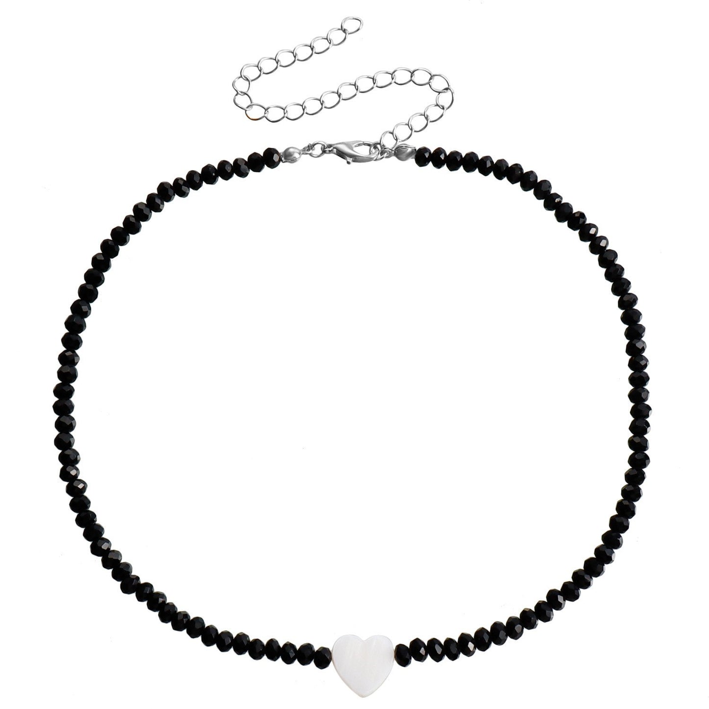 Minimalist Geometric Mother-of-Pearl Necklace with Imitation Crystal Accents for Women, Electroplated Metal Choker
