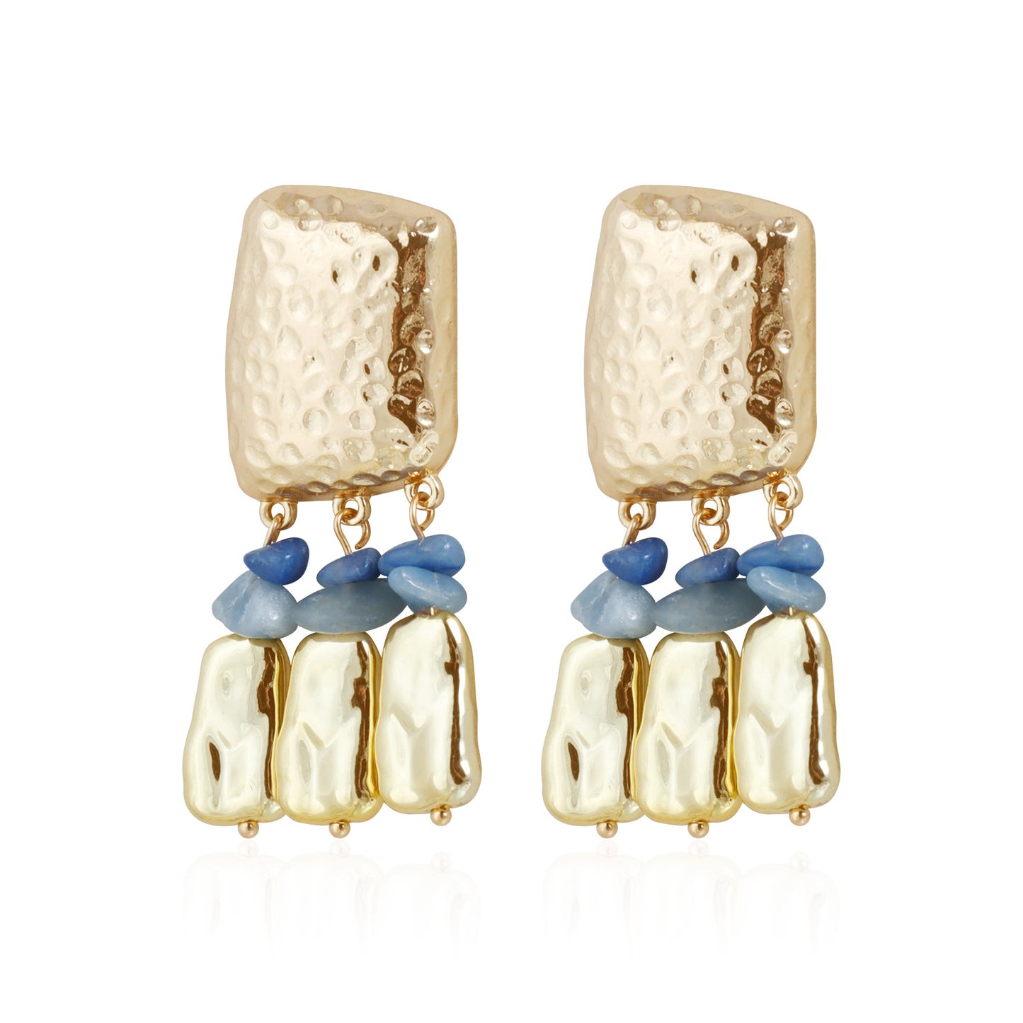 Vintage Geometric Turquoise Inlay Plated Zinc Alloy Stud Earrings for Women