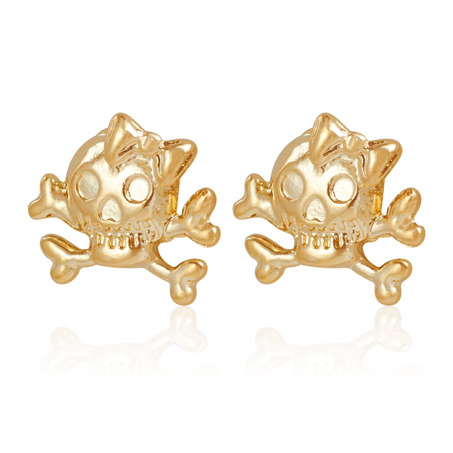 Vintage Gothic Skull Stud Earrings for Women with Electroplated Metal Construction and Geometric Design