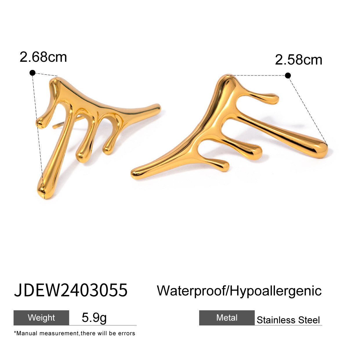 Geometric Plated Stainless Steel Titanium Stud Earrings for Women