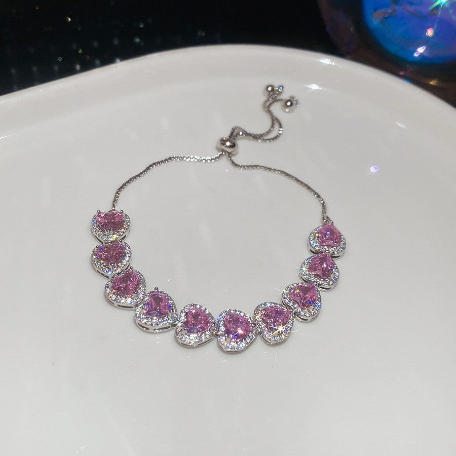 Sweet Elegant Geometric Round Cubic Zirconia Plated Brass Bracelet for Women