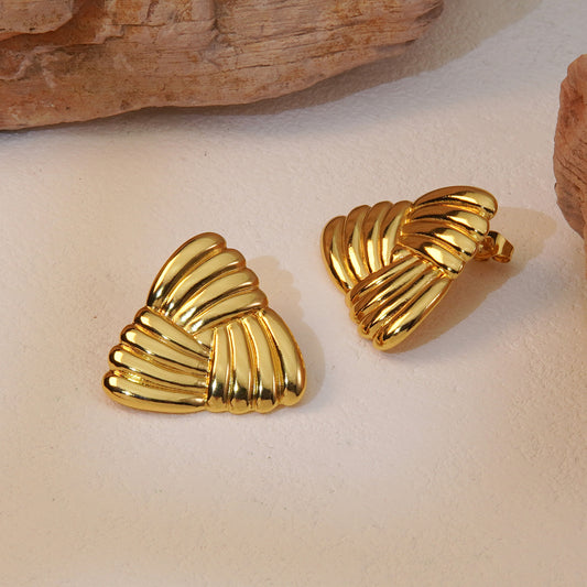 Pendientes chapados de acero inoxidable con triángulos geométricos minimalistas para mujer