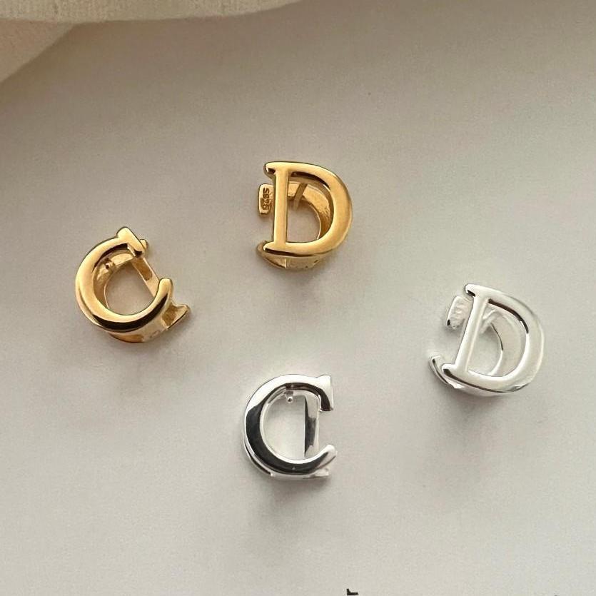 Minimalist Letter Stud Earrings for Women Made of 925 Sterling Silver with Gold Plating