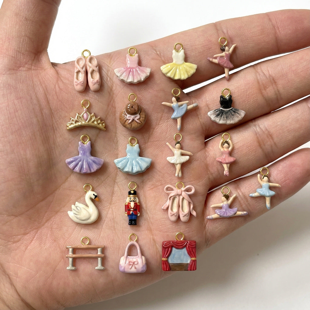 Vintage Drip Oil Plated Brass Dance Series Charm Bar