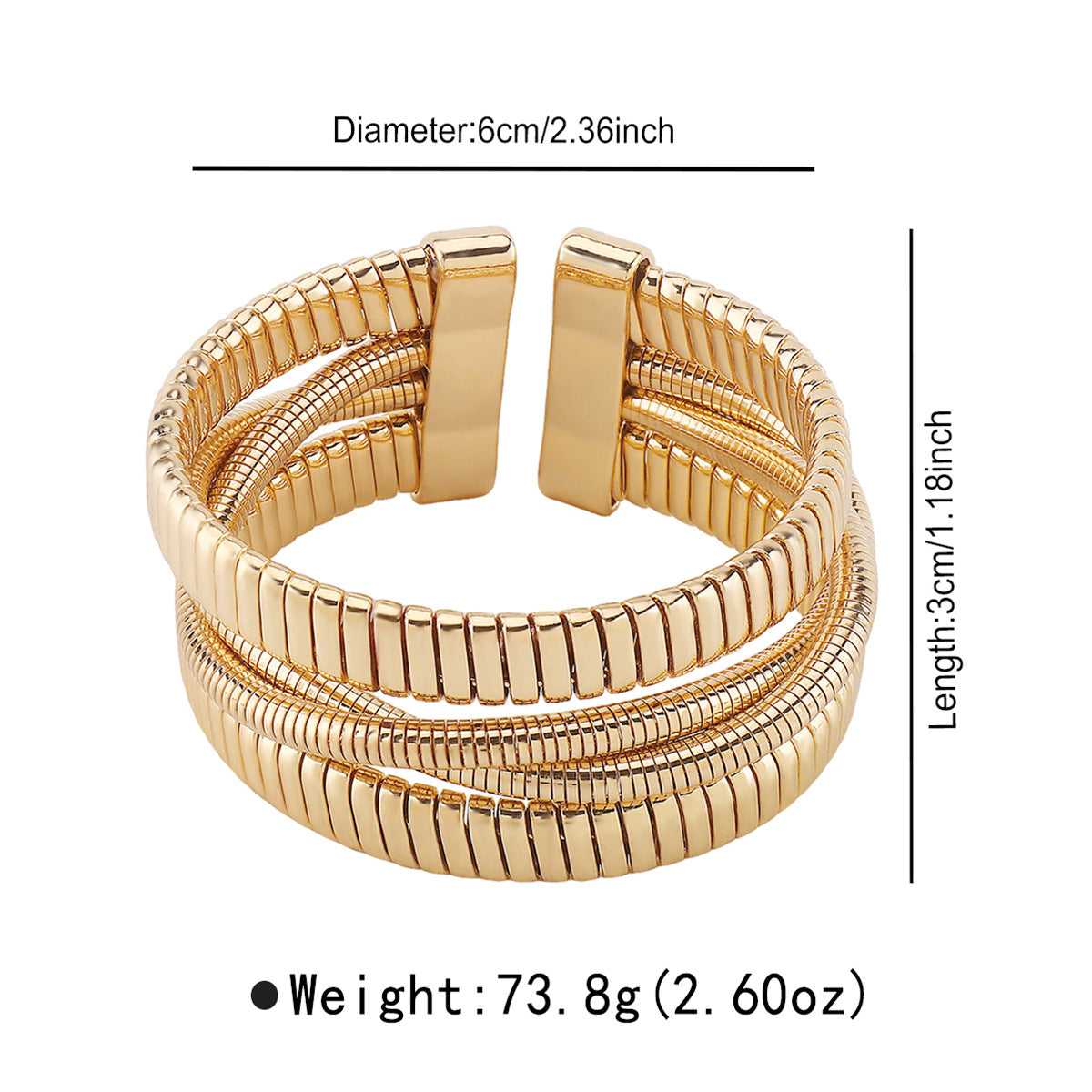 Bracciale minimalista stile Punk, elastico regolabile a più anelli da donna con design circolare geometrico e ferro galvanizzato