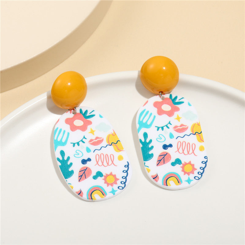 Pendientes acrílicos con relieve floral bonito para niños con postes de plata esterlina S925
