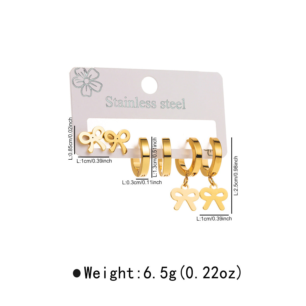 Minimalist Stainless Steel Star Heart Floral Hoop Earrings with Hollow Design and Plated Finish