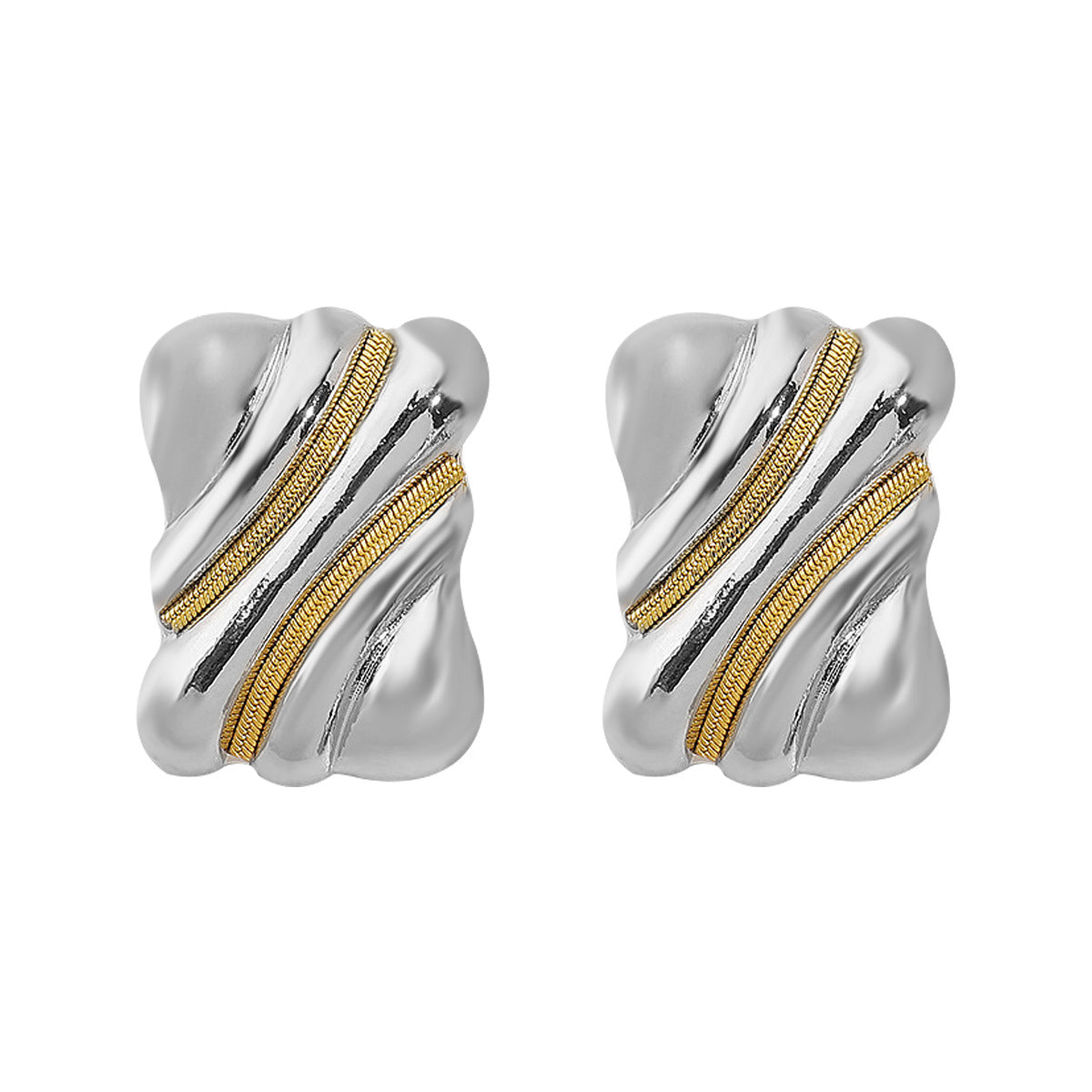 Pendientes de aleación geométricos minimalistas para mujer con acabado chapado y postes de acero inoxidable