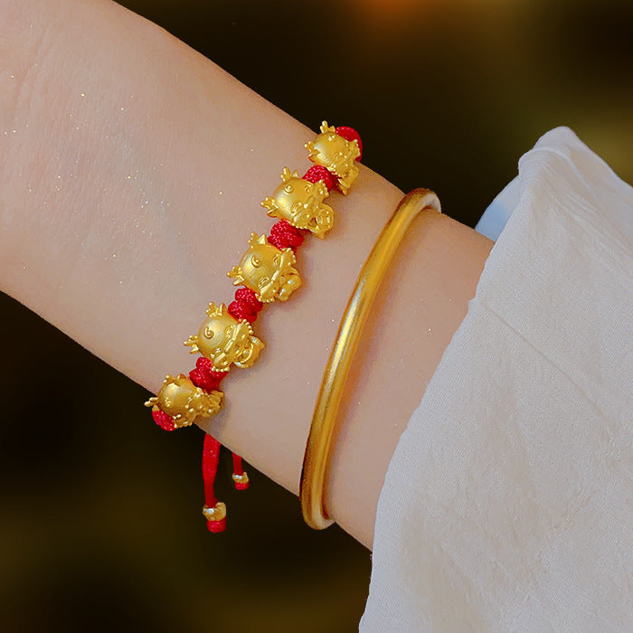Chinese Style Red Cord Plated Animal Bracelet for Unisex