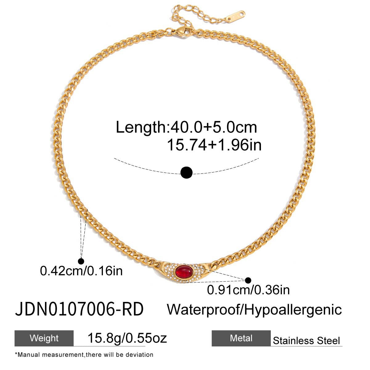Collana geometrica da donna in acciaio inossidabile con strass e ciondolo in acciaio al titanio, catena a clavicola placcata