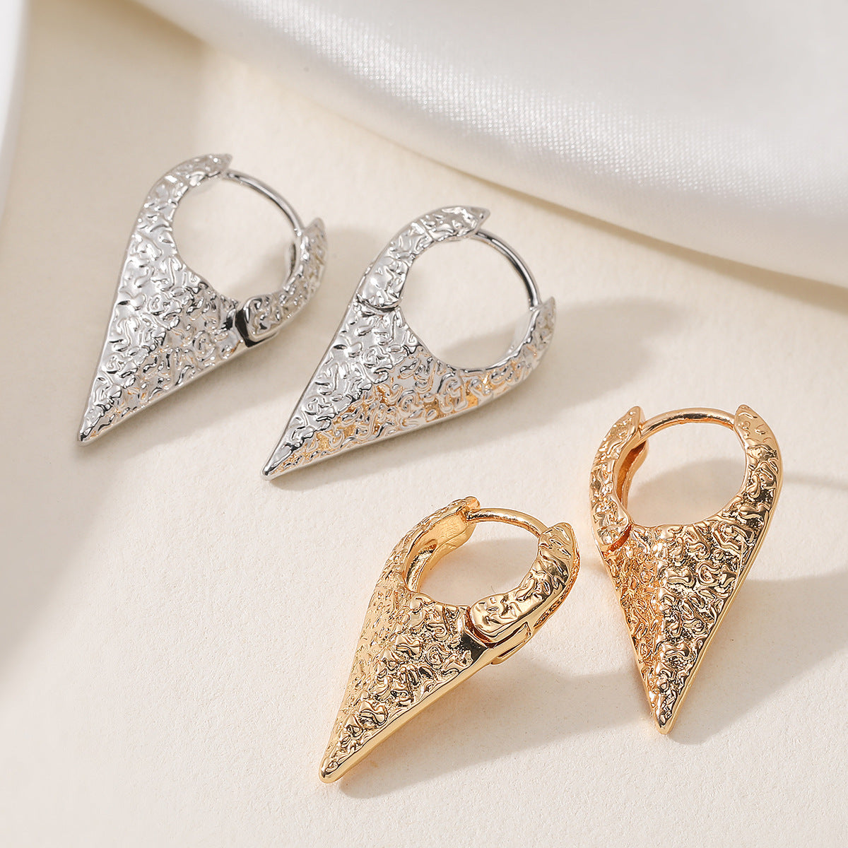 Vintage Irregular Geometric Plated Brass Earrings for Women
