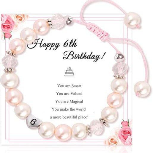 Sweet Pink Pearl Butterfly Letter Charm Bracelet for Women