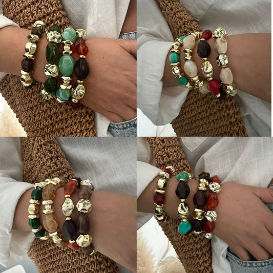 Set collana e bracciale da donna placcati in acrilico, vintage, elegante, con gradiente geometrico