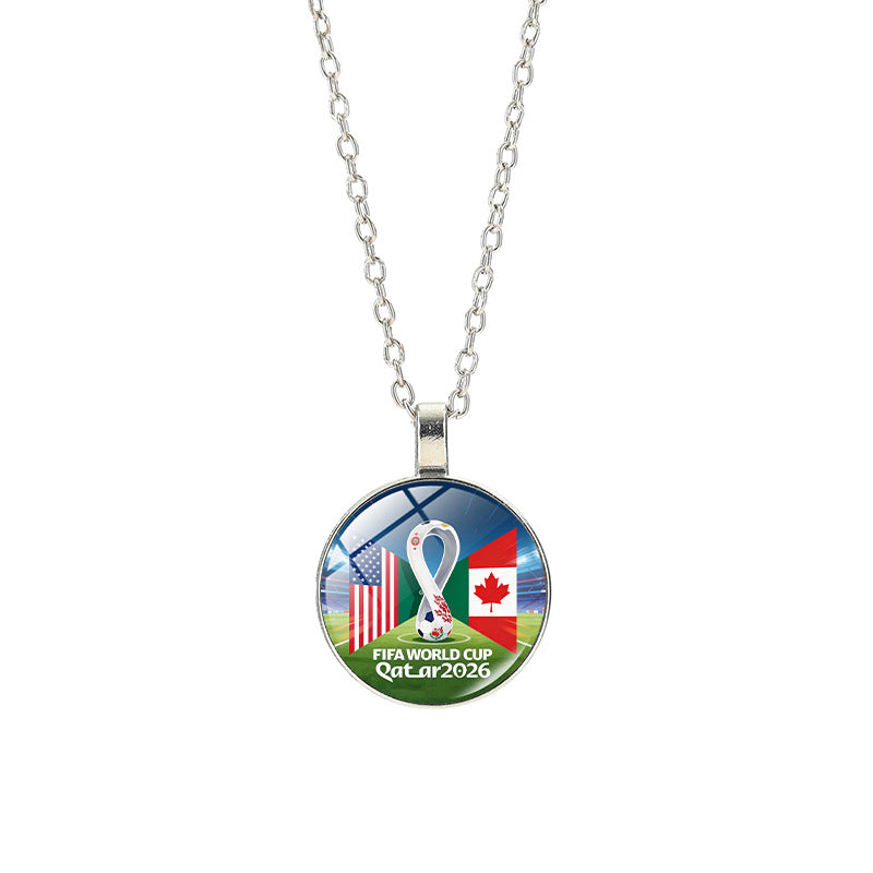 Collana sportiva casual in lega placcata argento con pendente in cristallo unisex