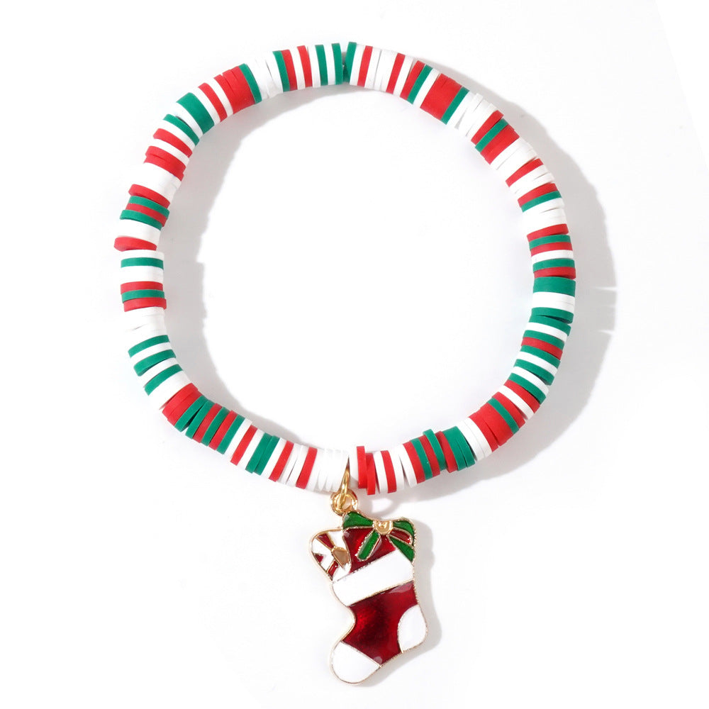 Sweet Handmade Resin Letter Geometric Beaded Bracelet Set Christmas Gift