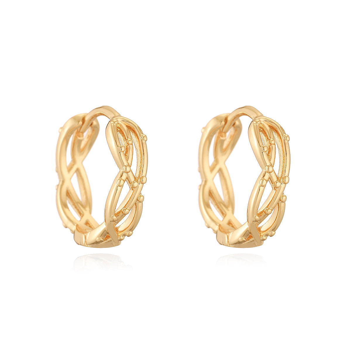 Pendientes minimalistas geométricos calados de cobre con baño de oro de 18 quilates para mujer