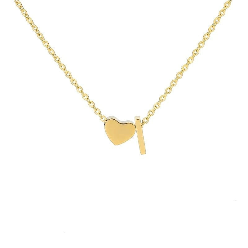 Collana Minimalista con Ciondolo a Cuore in Acciaio Inossidabile, Charms in Acciaio al Titanio e Finitura Placcata per Uomo e Donna