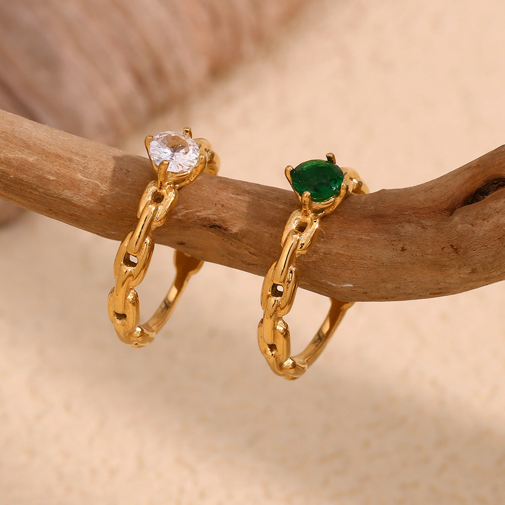 Anillo pequeño de acero inoxidable con diseño geométrico minimalista chapado en oro de 18 quilates para mujer
