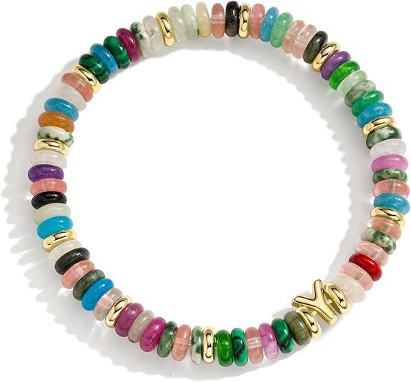 Bohemian Sweet Natural Gemstone Letter Beaded Bracelet for Women
