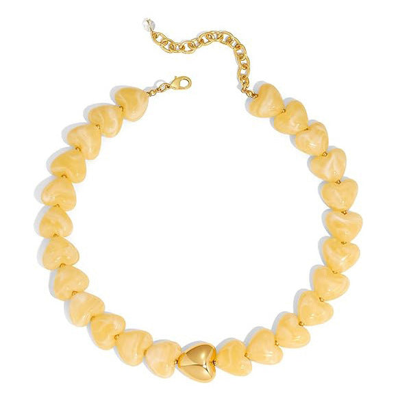 Casual Heart Acrylic Pendant Necklace for Women