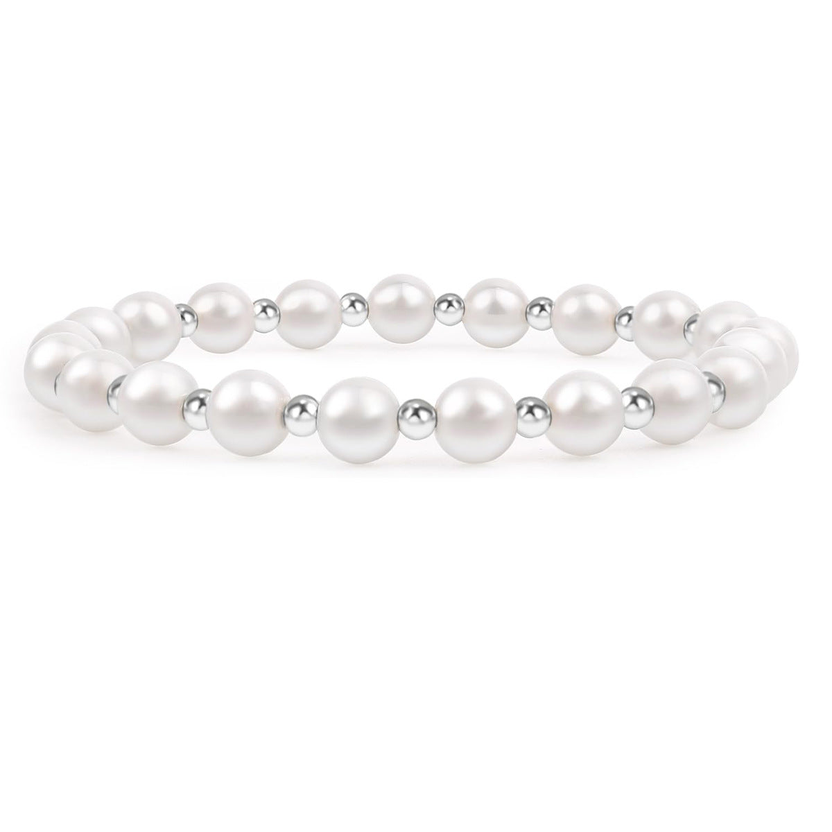 Elegant Gold Plated Hematite Elastic Bracelet with Baroque Imitation Pearls Geometric Multi-Layer Design for Women