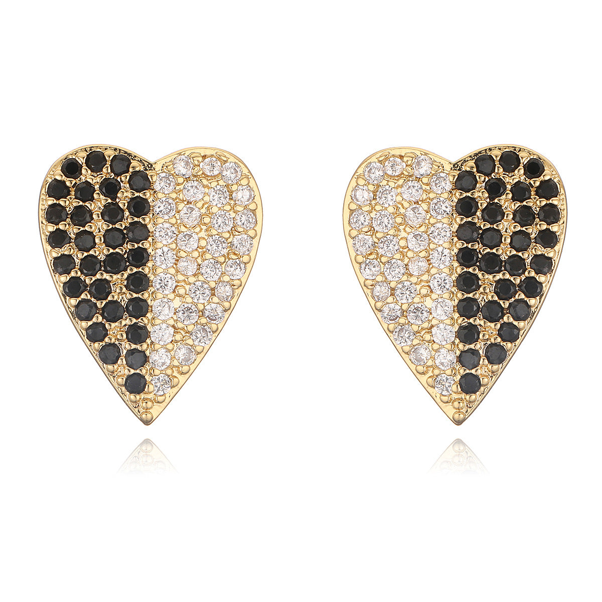 Minimalist Heart-Shaped Copper Earrings with Micro-Pave Zirconia for Women