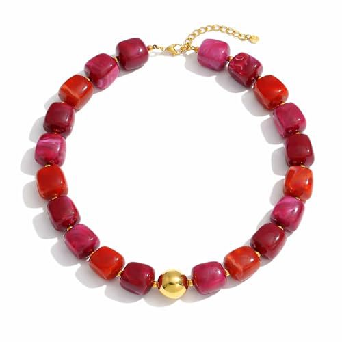 Casual Square Resin Polished Pendant Necklace for Women