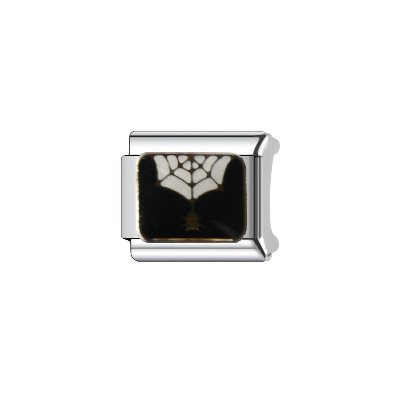 Sweet Punk Square Plated Stainless Steel DIY Charm Bar Bracelet Unisex Cartoon Heart Letter Accessories