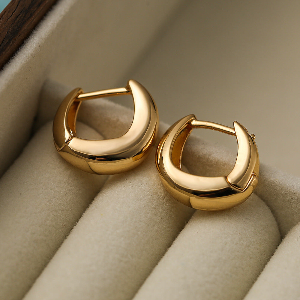 Orecchini Asimmetrici Geometrici Minimalisti in Rame Placcato Oro da Donna