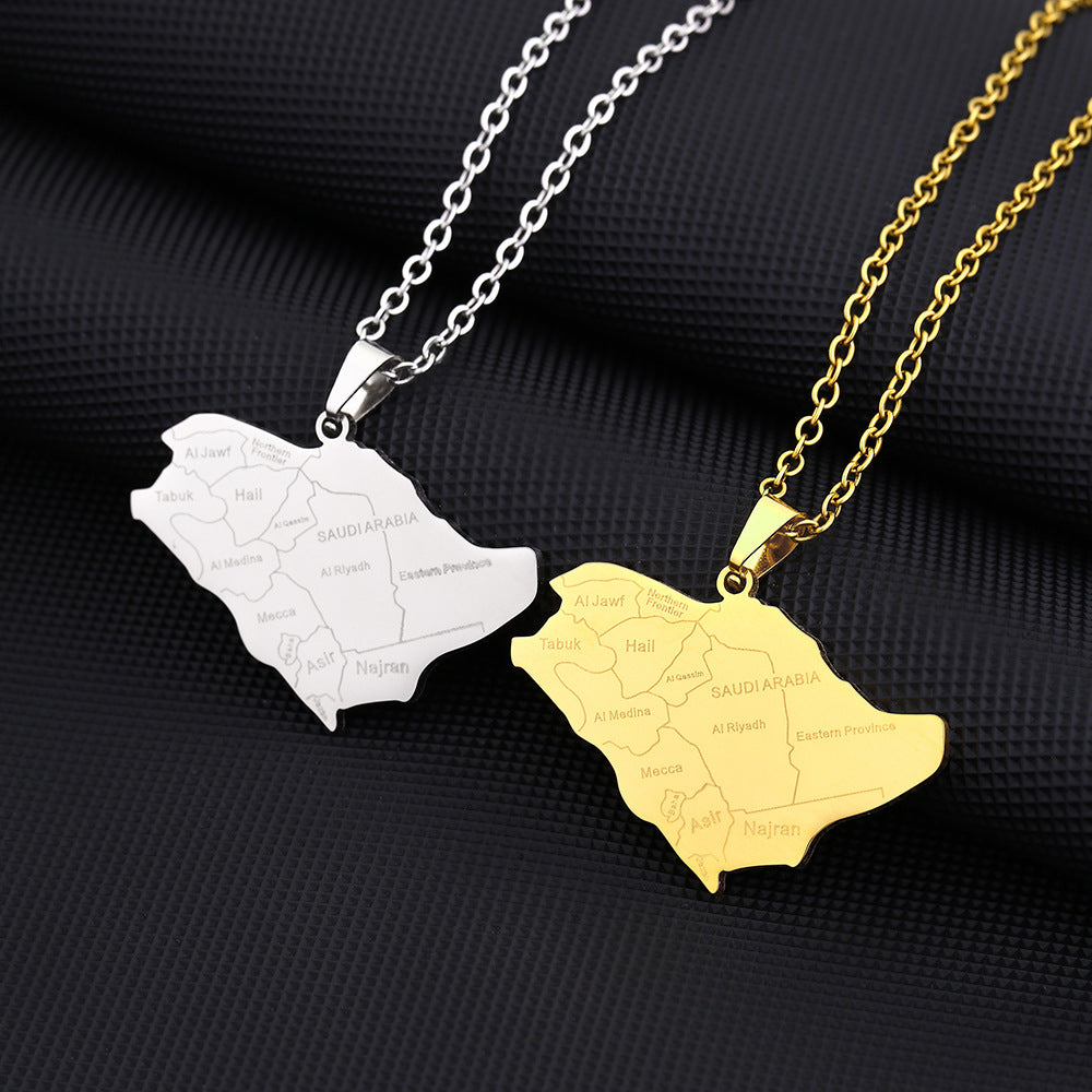 Collana con ciondolo geometrico in acciaio inossidabile con charm in acciaio al titanio e finitura placcata per moda unisex