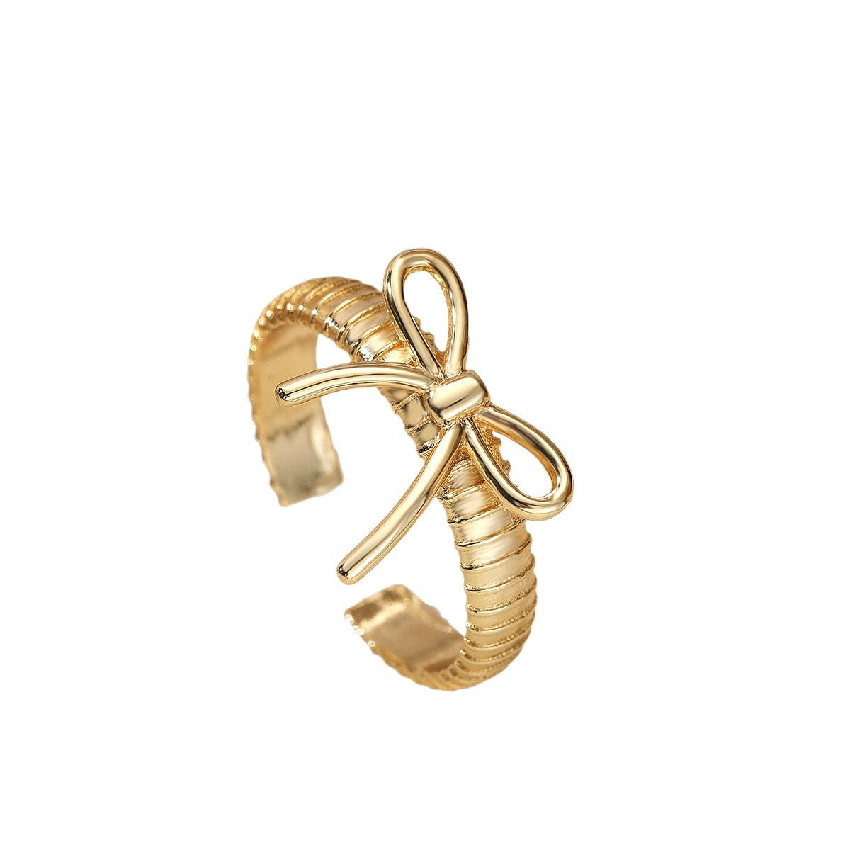 Minimalist Geometric Open Heart Ring for Women in Copper with 18K Gold Plating