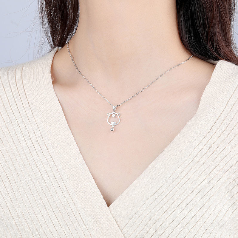 Vintage Minimalist Hollow Tiger Pendant Titanium Steel Necklace for Women Unisex Lightweight Luxury Fashion Jewelry