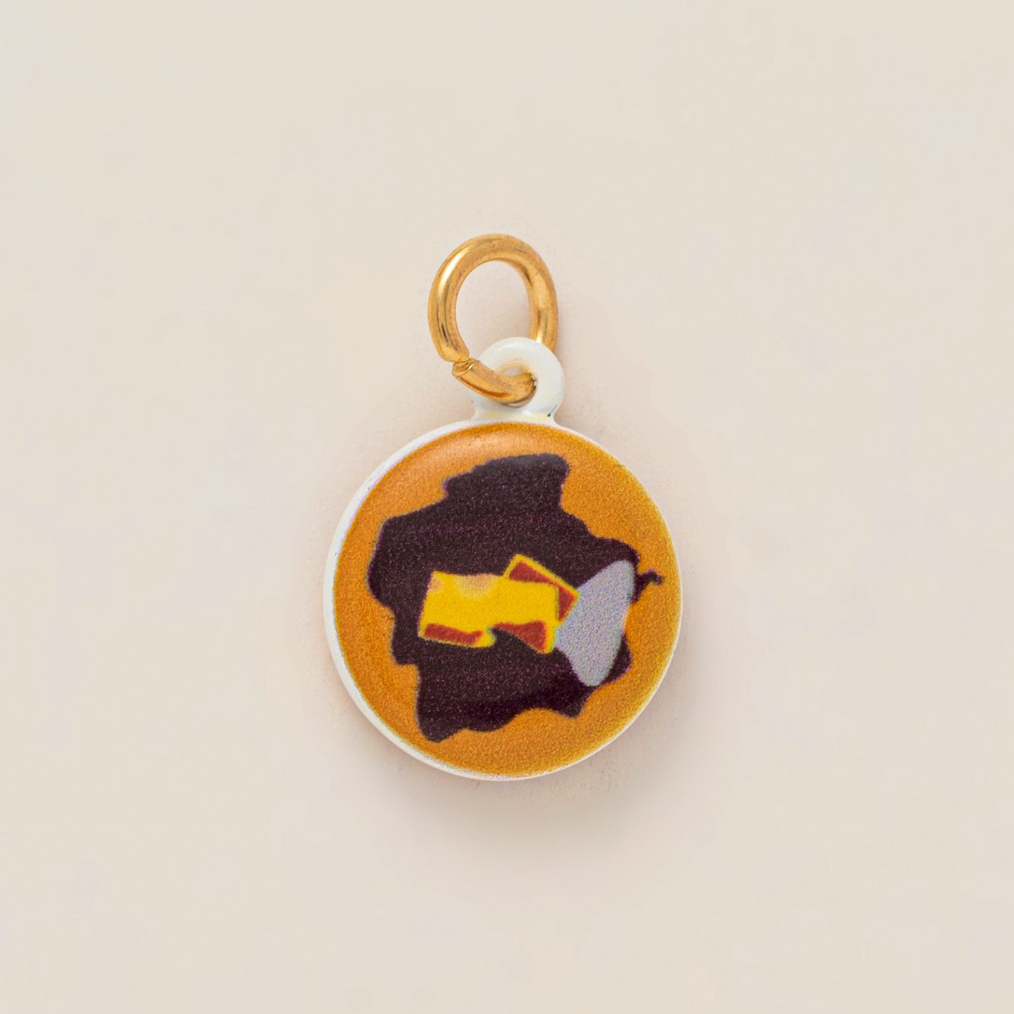 Vintage Round Stainless Steel PVD Gold Plated Dance Shoe Charm Bar