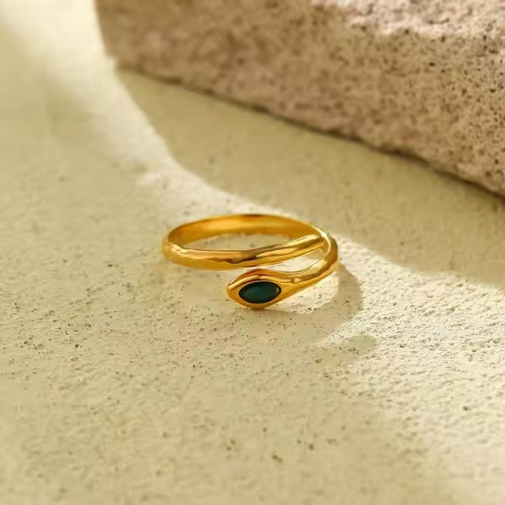Anillo de acero inoxidable geométrico minimalista con acabado chapado para mujer Joyería de lujo
