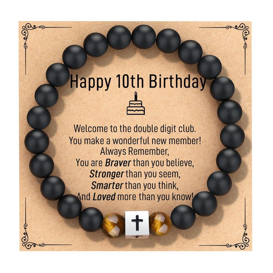 Minimalist Matte Stainless Steel Heart Geometric Cross Bracelet Unisex Beaded Hand Jewelry