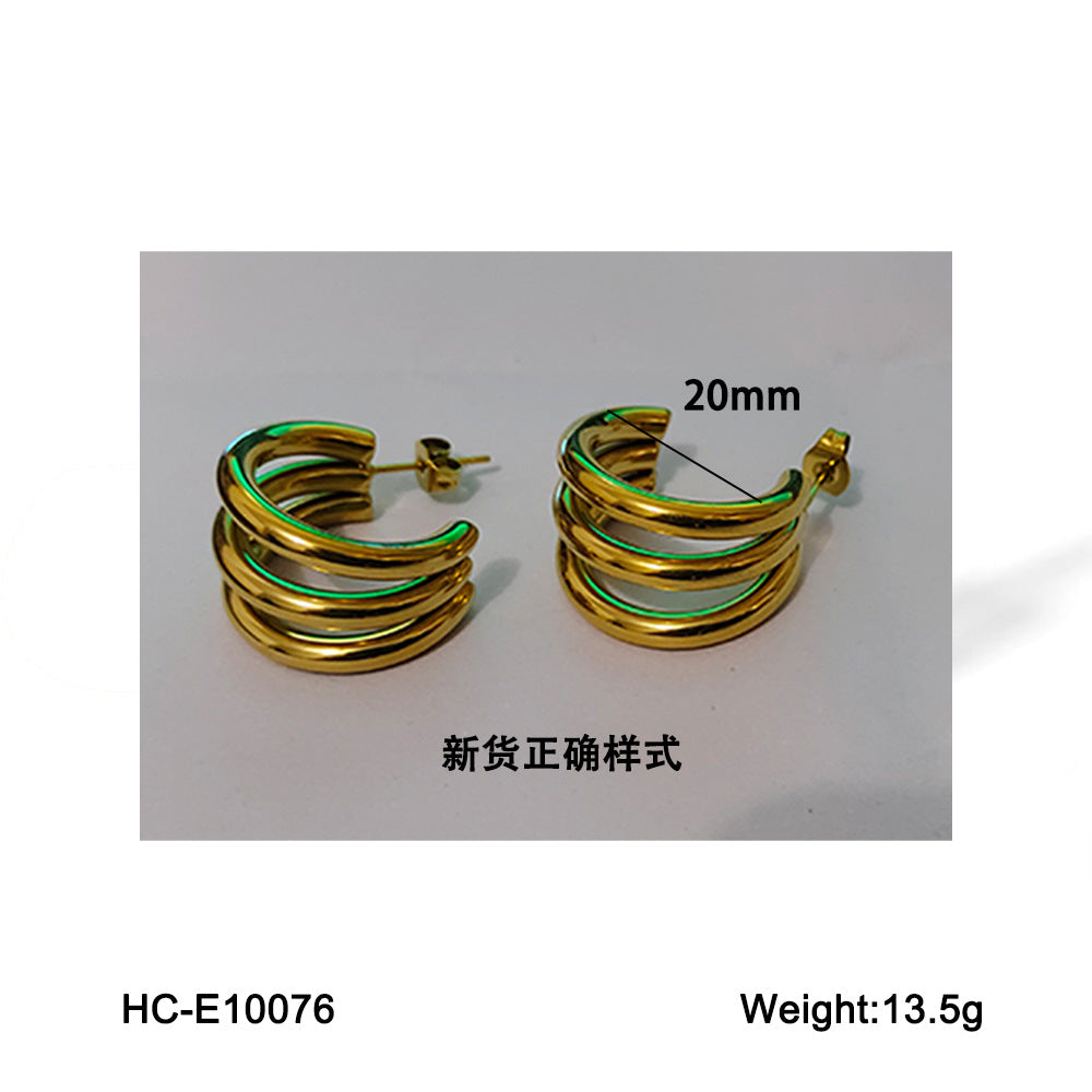 Geometric Stainless Steel Hypoallergenic Coil Earrings for Women with Plated Finish