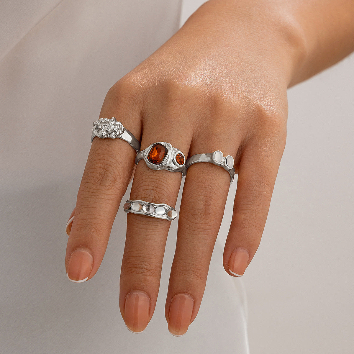 Irregular Textured Wrinkled Lava-Style Alloy Bracelet for Women with Electroplated Finish