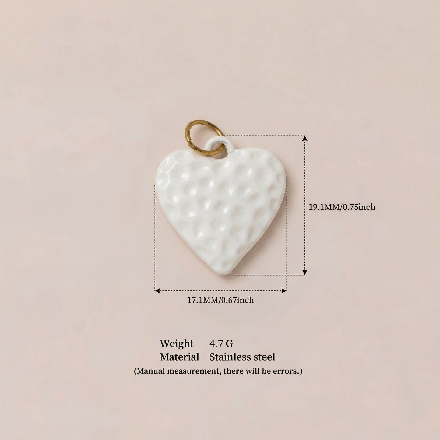 Vintage 18K Gold Plated Heart Strawberry Drip Oil Stainless Steel Charm Bar