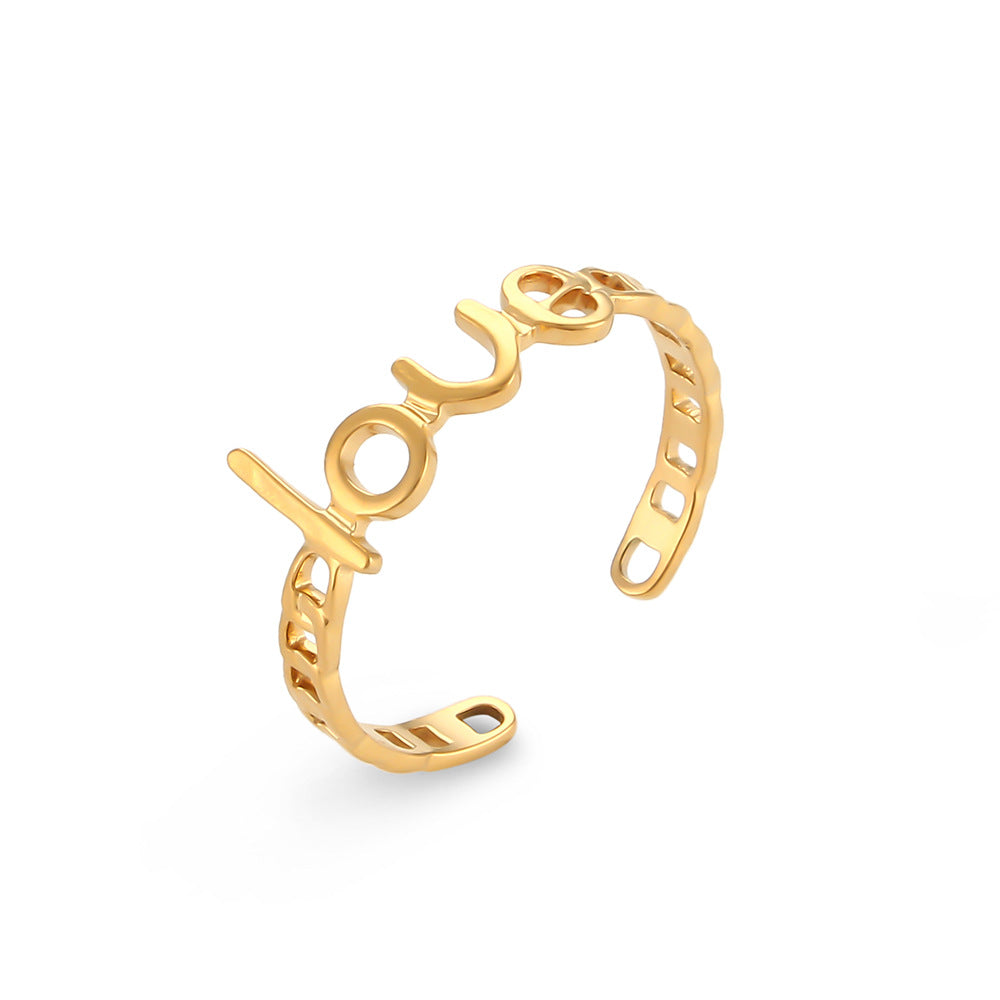 Fashionable Geometric Stainless Steel Ring with Gold Plating for Women